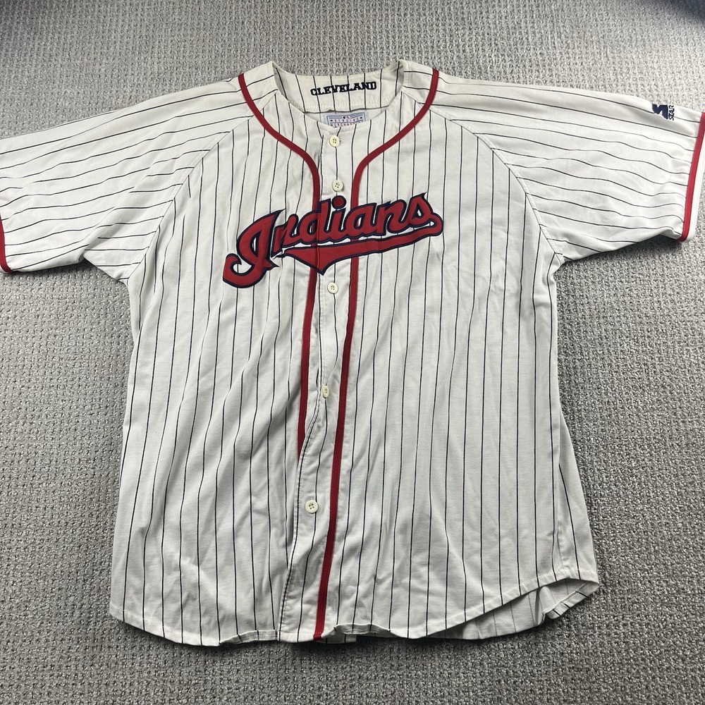 Vintage Cleveland Indians Pinstripe Starter Jersey Blank MLB Baseball Mens XXL